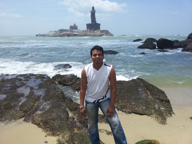 Clockwise from top left (Vivekananda Rock Memorial, Thiruvalluvar's statue and of course me)